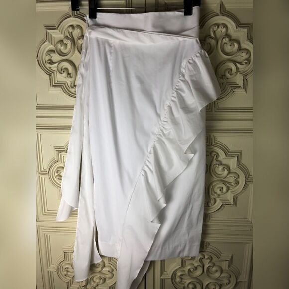 Milly cascade tie midi skirt in white size 0 - Picture 8 of 8
